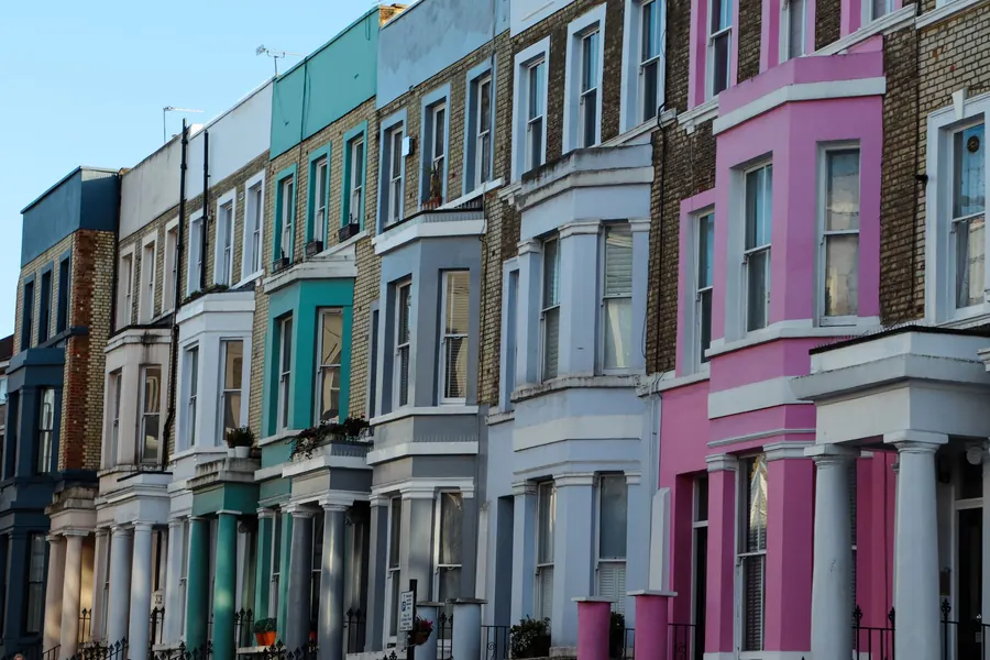 A London Victorian terrace with painted and rendered frontages, the kind of change Richmond's Article 4 directions bring under planning control