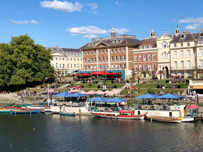 Georgian and Victorian buildings along Richmond riverside, part of the borough's protected townscape