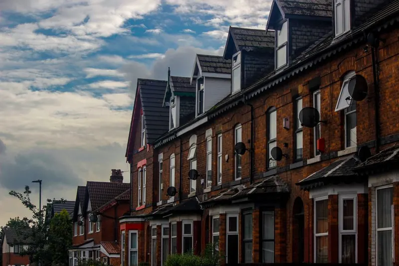 Victorian terraced houses with later additions and altered rooflines
